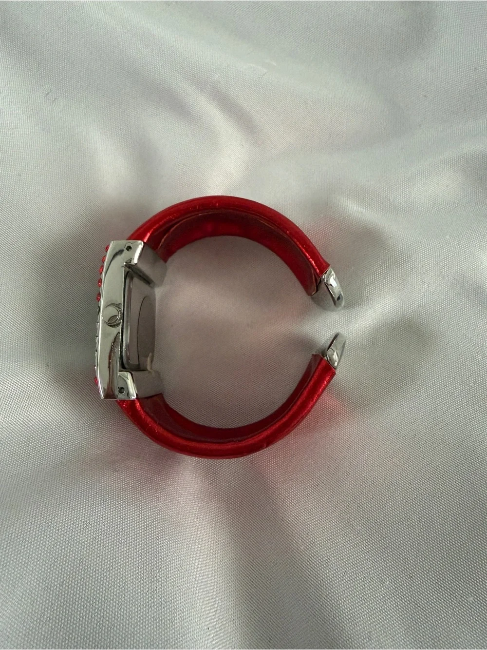 Geneva Red Crystal Square-Face Fashion Watch